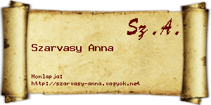Szarvasy Anna névjegykártya